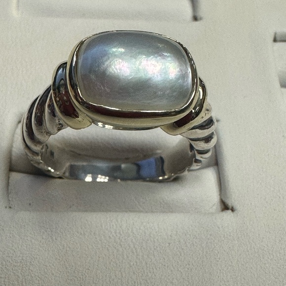 David Yurman Mabe Pearl 14k & Silver Ring Noblesse - Picture 1 of 4